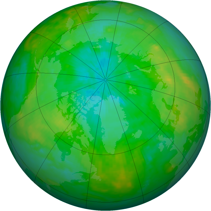 Arctic ozone map for 15 August 1987